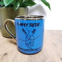 Elegancki kubek z zabawnym nadrukiem i możliwością personalizacji imion! Idealny prezent dla pary.
