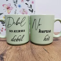 Kubek Pastelowy 'Debil no kurwa debil/No kurwa hit' 330ml