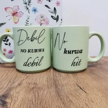 Kubek Pastelowy 'Debil no kurwa debil/No kurwa hit' 330ml