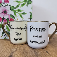 Elegancki kubek 'Kierowniczka tego cyrku/Proszę mnie nie wkurwiać' 330ml/400ml | Prezent z humorem