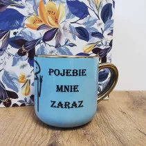 Kubek - "No kurwa HIT/Pojebie mnie zaraz" elegancki 330ml/400ml | Prezent z złotymi zdobieniami