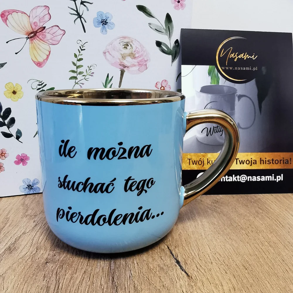Elegancki kubek 'ile można słuchać tego pierdolenia...' 330ml/400ml | Prezent z humorem