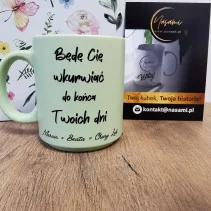 Kubek Pastelowy 'Będe cie wkurwiać do końca twoich dni + imiona' 330ml