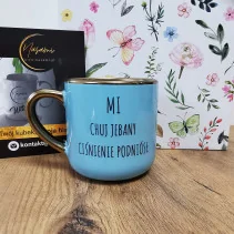 Elegancki kubek 'Mi chuj jebany ciśnienie podniósł/Debil no kurwa debil' 330ml/400ml | Prezent z humorem