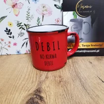 Kubek Retro "Mi chuj jebany ciśnienie podniósł/Debil no kurwa debil" 280ml
