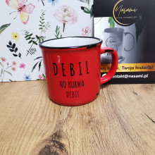 Kubek Retro "Mi chuj jebany ciśnienie podniósł/Debil no kurwa debil" 280ml