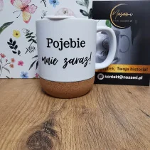 330-ml-Becher mit Deckel und Korkboden „Mein verdammter Blutdruck ist gestiegen/Ich werde es bald versauen“