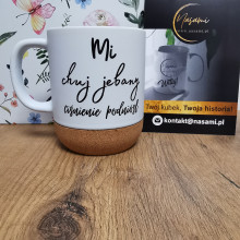 330-ml-Becher mit Deckel und Korkboden „Mein verdammter Blutdruck ist gestiegen/Ich werde es bald versauen“