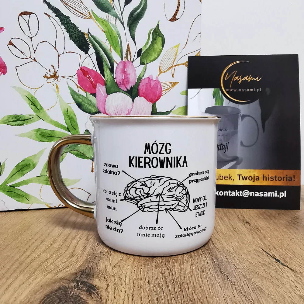 Retro-Becher mit Golddekor „Mózg Kierownika“ 300ml