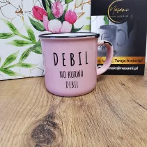 Kubek Retro "Mi chuj jebany ciśnienie podniósł/Debil no kurwa debil" 280ml