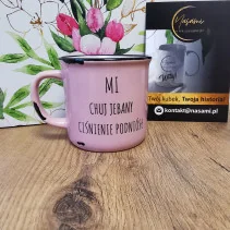 Kubek Retro "Mi chuj jebany ciśnienie podniósł/Debil no kurwa debil" 280ml