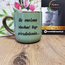 Elegancki kubek 'ile można słuchać tego pierdolenia...' 330ml/400ml | Prezent z humorem
