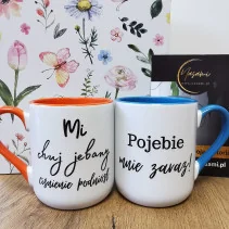 Kubek z napisem 'Mi chuj...