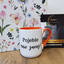 Kubek z napisem 'Mi chuj jebany ciśnienie podniósł/Pojebie mnie zaraz!' 330ml/450ml | Prezent z humorem