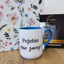 Kubek z napisem 'Mi chuj jebany ciśnienie podniósł/Pojebie mnie zaraz!' 330ml/450ml | Prezent z humorem