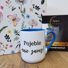 Kubek z napisem 'Mi chuj jebany ciśnienie podniósł/Pojebie mnie zaraz!' 330ml/450ml | Prezent z humorem