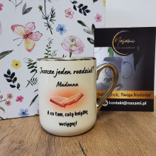 Elegancki kubek "Mol książkowy"+Imię 330ml/400ml Wersja damska i męska