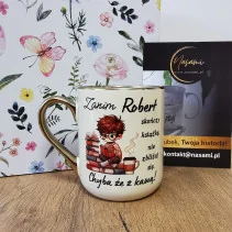 Elegancki kubek "Mol książkowy"+Imię 330ml/400ml Wersja damska i męska