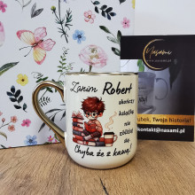 Elegancki kubek "Mol książkowy"+Imię 330ml/400ml Wersja damska i męska