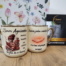 Elegancki kubek "Mol książkowy"+Imię 330ml/400ml Wersja damska i męska