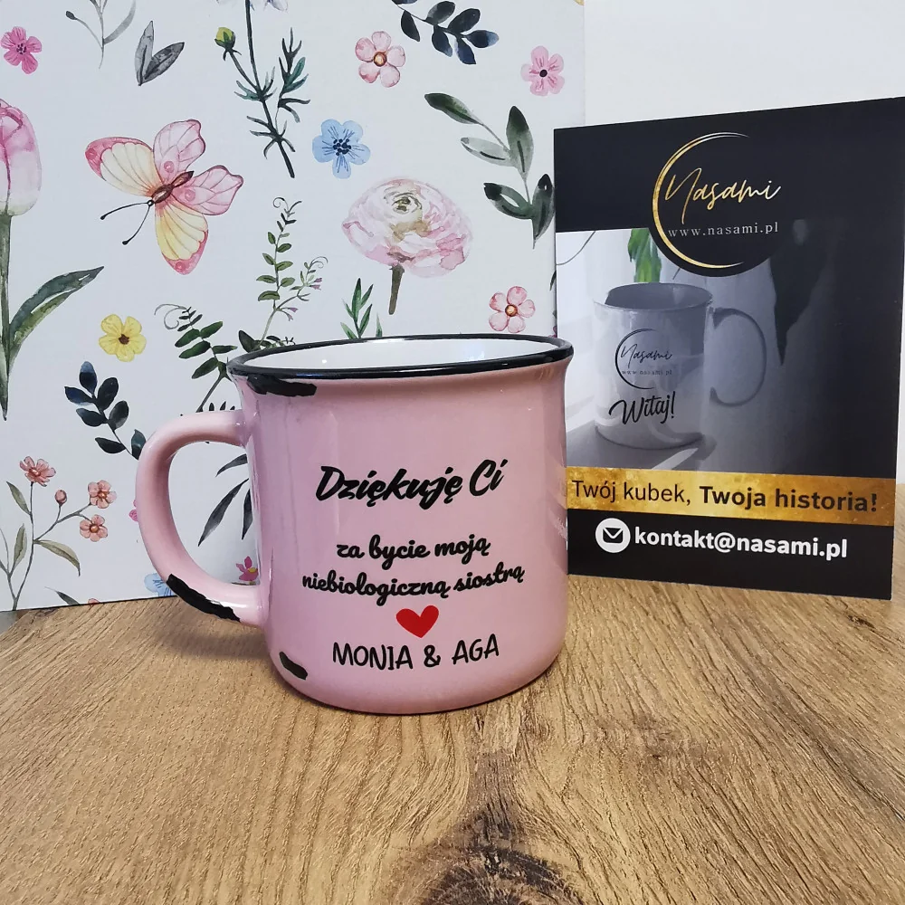 Retro-Tasse „Danke, dass du meine nicht-biologische Schwester bist“ + Namen 280 ml
