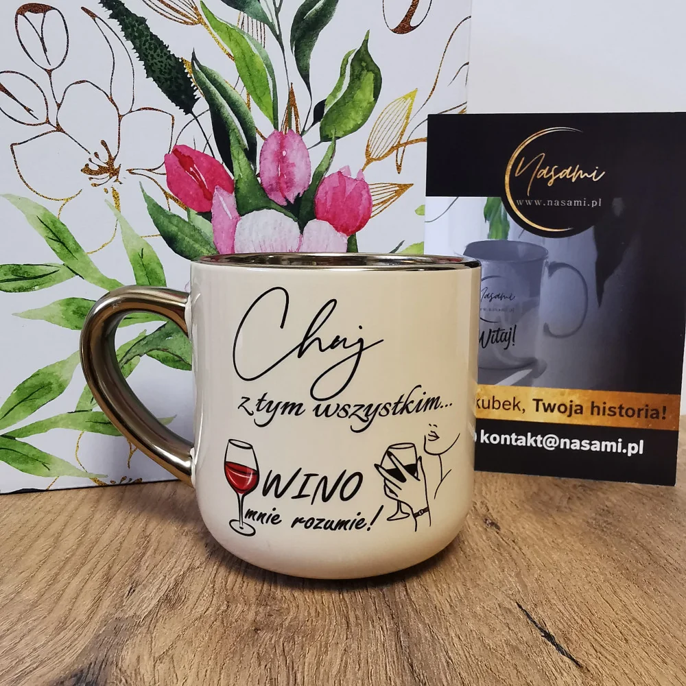 Eleganter Becher „Fuck it all... Wine versteht mich!“ 330 ml/400 ml | Ein Geschenk mit Humor