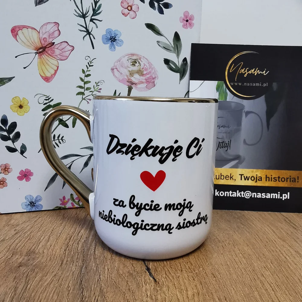 Elegancki Kubek "Dziękuje ci za bycie moją niebiologiczną siostrą" – 330 ml / 400 ml