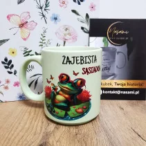 Kubek Pastelowy 'Żajebista sąsiadka / Zawsze wszystko kuma' 330ml