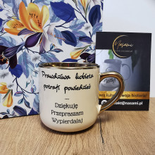 Elegancki Kubek "Prawdziwa kobieta potrafi powiedzieć... Dziękuje Przepraszam Wypierdalaj" – 330 ml / 400 ml