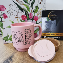 330ml Becher mit Deckel und Korkboden "Dein Name"
