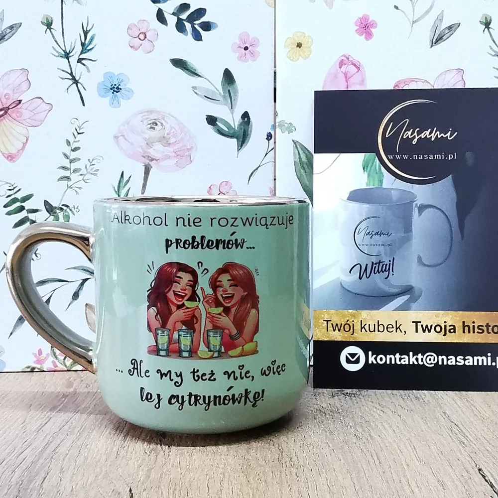 Elegante Tasse „Alkohol löst keine Probleme … Aber wir auch nicht, also gießen Sie etwas Zitronenwodka ein!“ – 330 ml / 400 ml