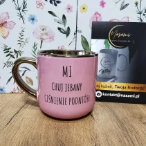 Elegancki kubek 'Mi chuj jebany ciśnienie podniósł/Debil no kurwa debil' 330ml/400ml | Prezent z humorem