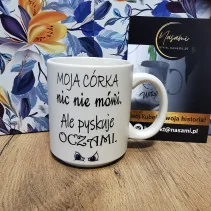 Pastelltasse „Meine Tochter sagt nichts, sondern spricht mit ihren Augen.“ 330 ml