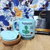 Kubek 330ml z wieczkiem i korkowym spodem "Najlepsza żmija na świecie"