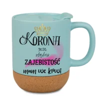 330ml Becher mit Deckel und Korkboden "Corona ist unnötig, Großartigkeit liegt mir im Blut"