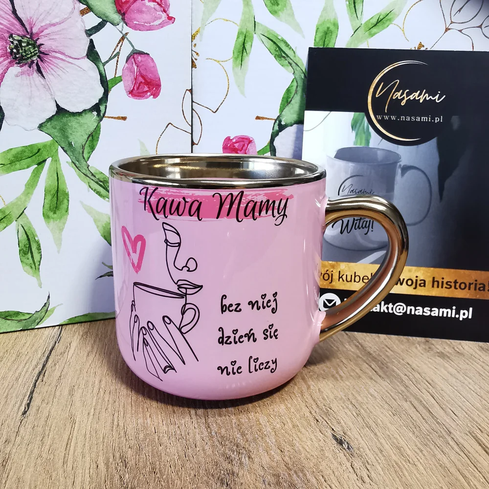 Elegancki Kubek "Kawa Mamy bez niej dzień się nie liczy" – 330 ml / 400 ml