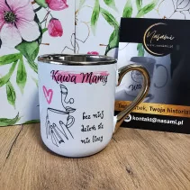Elegancki Kubek "Kawa Mamy bez niej dzień się nie liczy" – 330 ml / 400 ml