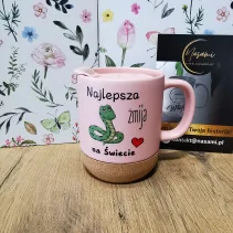 Kubek 330ml z wieczkiem i korkowym spodem "Najlepsza żmija na świecie"