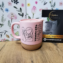 330ml Becher mit Deckel und Korkboden "Dein Name"