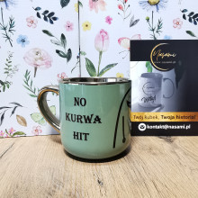 Kubek - "No kurwa HIT/Pojebie mnie zaraz" elegancki 330ml/400ml | Prezent z złotymi zdobieniami