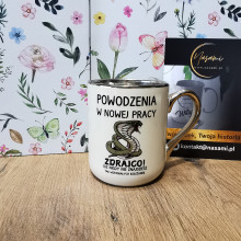Elegancki kubek 'Powodzenia w nowej pracy zdrajco!'(Żmija) 330ml/400ml | Prezent z humorem