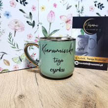 Elegancki kubek 'Kierowniczka tego cyrku/Proszę mnie nie wkurwiać' 330ml/400ml | Prezent z humorem