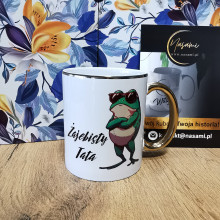 Kubek - "Żajebisty Tata + Żaba" ze złotym zdobieniem 330/450ml