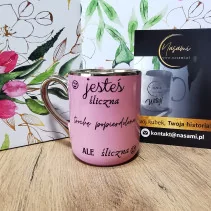 Elegancki kubek z napisem 'Jesteś śliczna' 330ml/400ml – idealny prezent dla niej