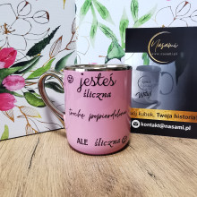 Elegancki kubek z napisem 'Jesteś śliczna' 330ml/400ml – idealny prezent dla niej