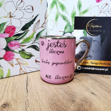 Elegancki kubek z napisem 'Jesteś śliczna' 330ml/400ml – idealny prezent dla niej