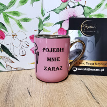 Kubek - "No kurwa HIT/Pojebie mnie zaraz" elegancki 330ml/400ml | Prezent z złotymi zdobieniami