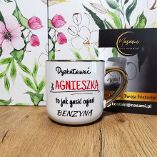Elegancki Kubek "Aga nie prosi Agnieszka kurwa wymaga!" idealny prezent upominek