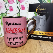 Elegancki Kubek "Aga nie prosi Agnieszka kurwa wymaga!" idealny prezent upominek