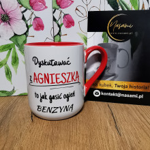 kubek z napisem "Aga nie prosi Agnieszka kurwa wymaga!" idealny prezent upominek